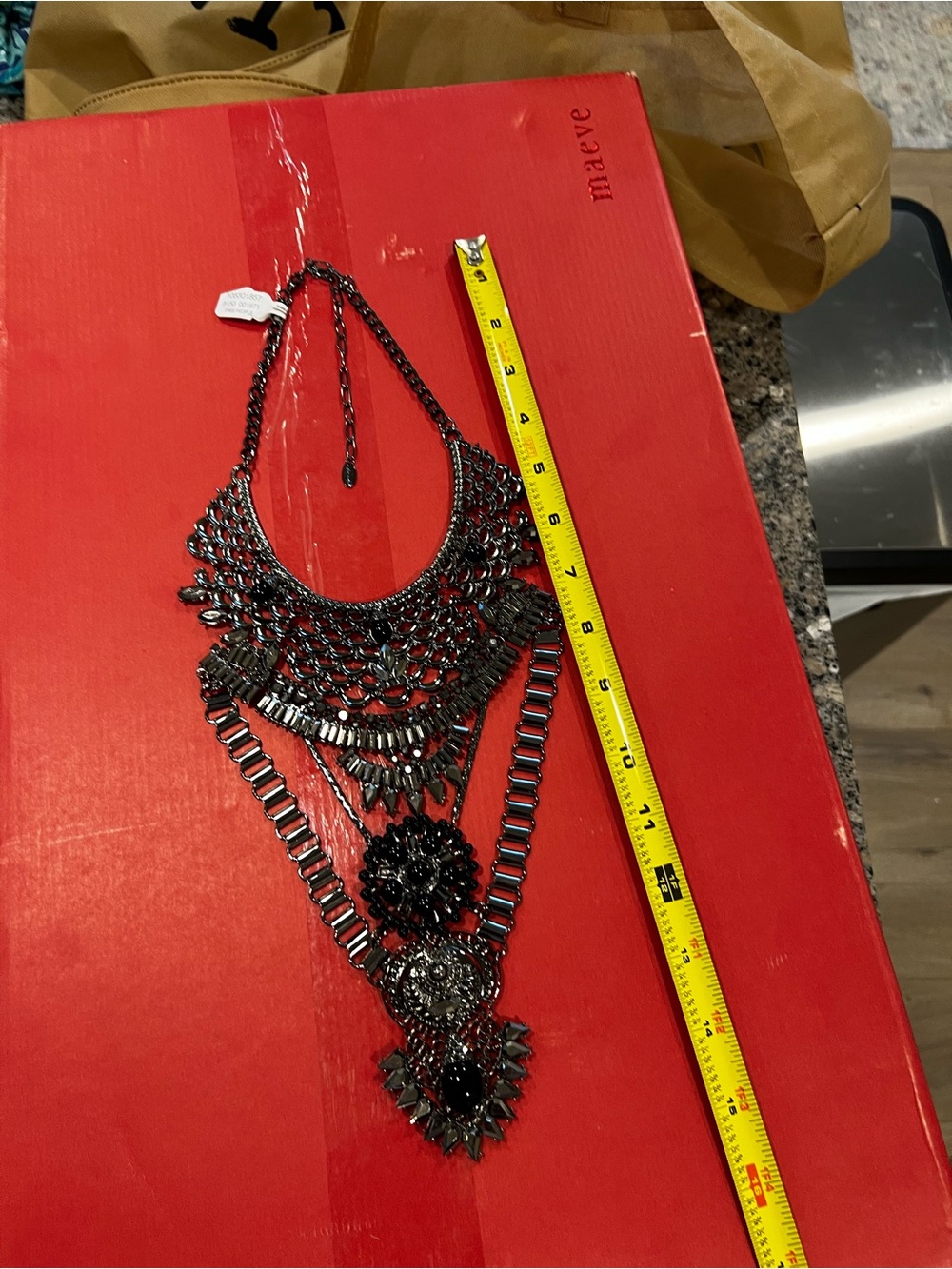 NWT Free People Only Dreaming Statement Black Gunmetal Bib Necklace - Picture 9 of 9